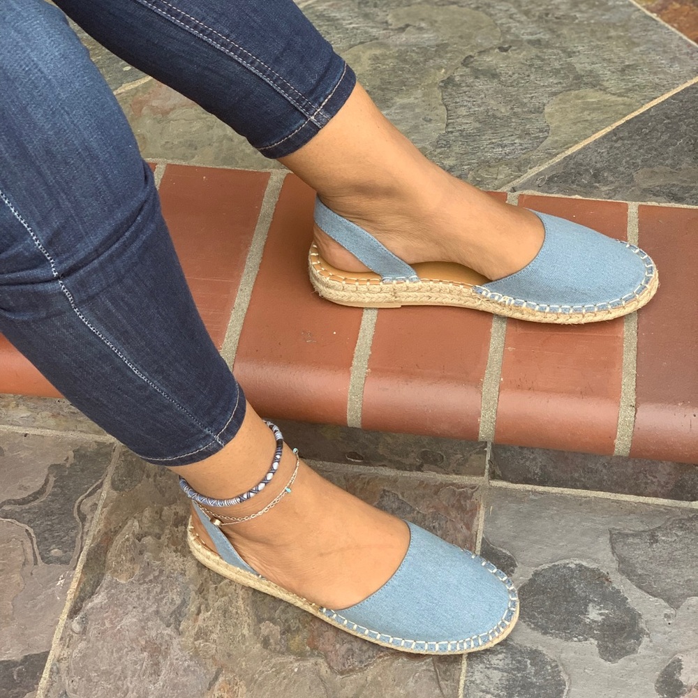 NEW**Ladies round toe flat espadrille mules. Black - Picture 6 of 6